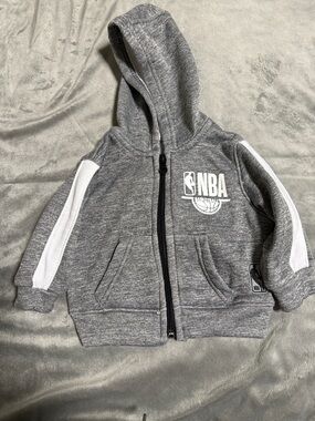 NBA Baby Gray Hoodie with White Sleeve Stripes